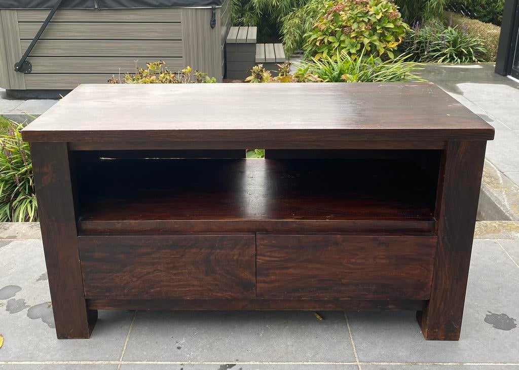 Meuble TV en teck, marron foncé (110 cm x 45,5 cm), Teck, 25 à 50 cm, Moins de 100 cm, 100 à 150 cm