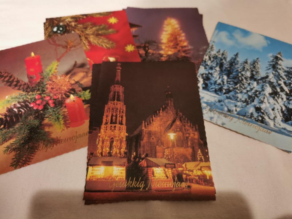 10x (+2) vintage nieuwjaarskaarten jaren ’70, prijs/set, Diversen, Kerst, Nieuw, Ophalen of Verzenden