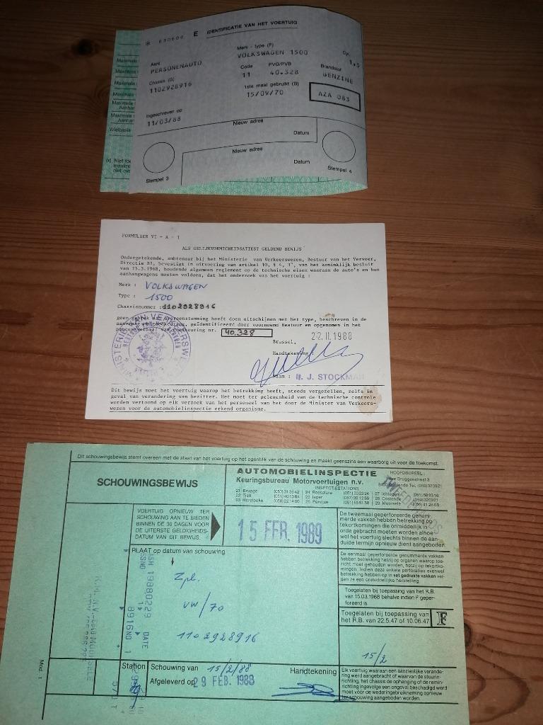 Inschrijvingsdocumenten VW kever oldtimer, Ophalen of Verzenden, Gebruikt