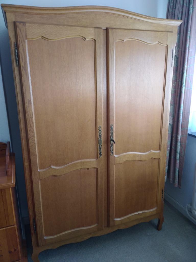 Garde-robe et commode en chêne clair, Avec tablette(s), Comme neuf, 100 à 150 cm, Chêne