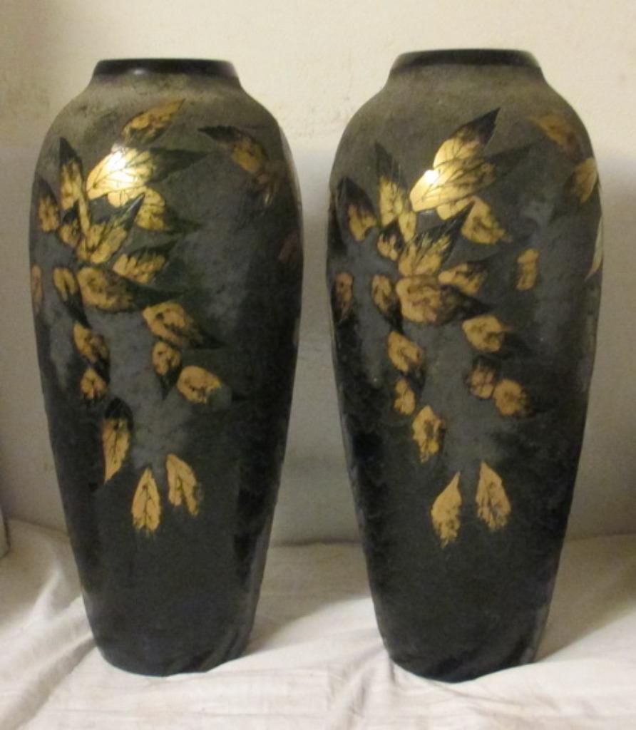 uitzonderlijke grote acid etched gilded Legras vazen  54 cm, Ophalen
