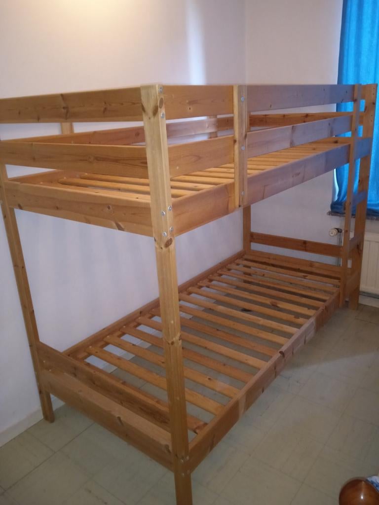 Lit mezzanine superposé en bois massif presque neuf, 90 cm, Comme neuf, Enlèvement, 200 cm