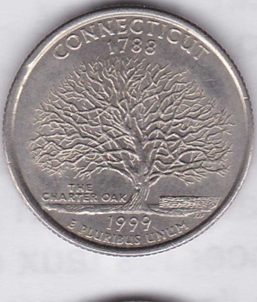 VS-valuta: 25 cent 1999 P - Connecticut, Ophalen of Verzenden, Noord-Amerika, Losse munt