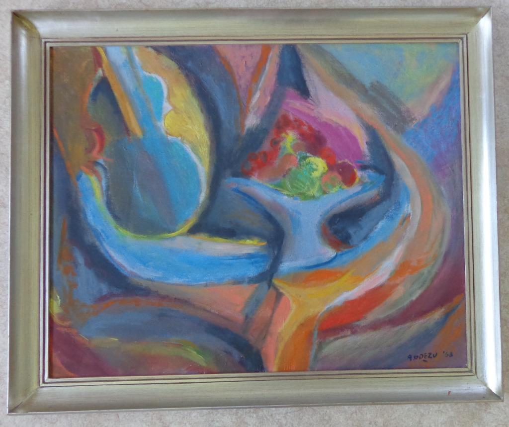 ANDRE GOEZU / ABSTRACT STILLEVEN / OLIEVERF DOEK / 76x92cm, Antiquités & Art, Enlèvement