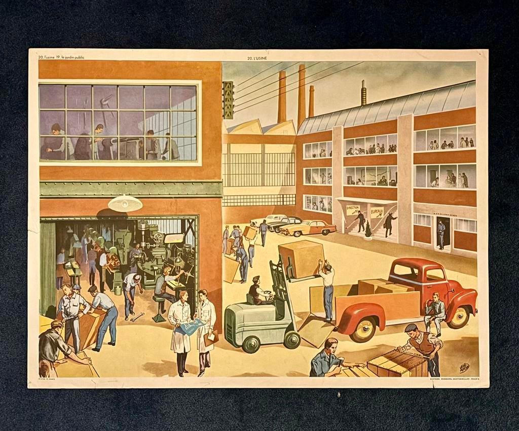 Vintage Rossignol poster - de fabriek - Henri Mercier, Ophalen of Verzenden