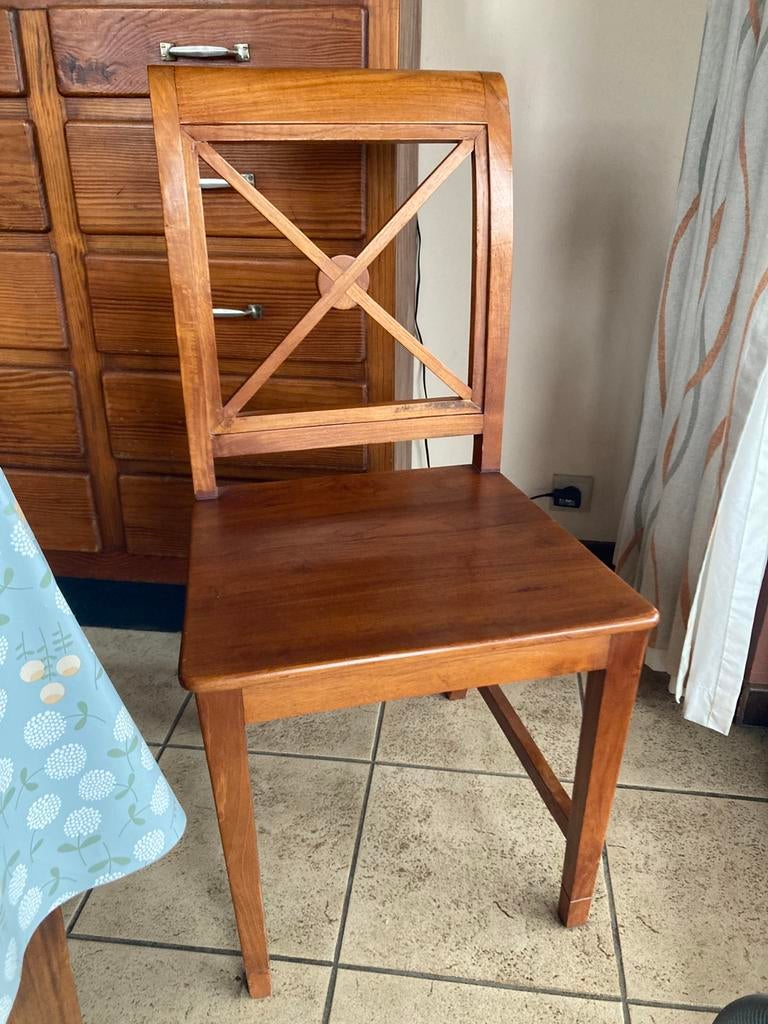 6 eetkamerstoelen in landelijke stijl, Huis en Inrichting, Stoelen, Zo goed als nieuw, Vijf, Zes of meer stoelen, Hout, Bruin