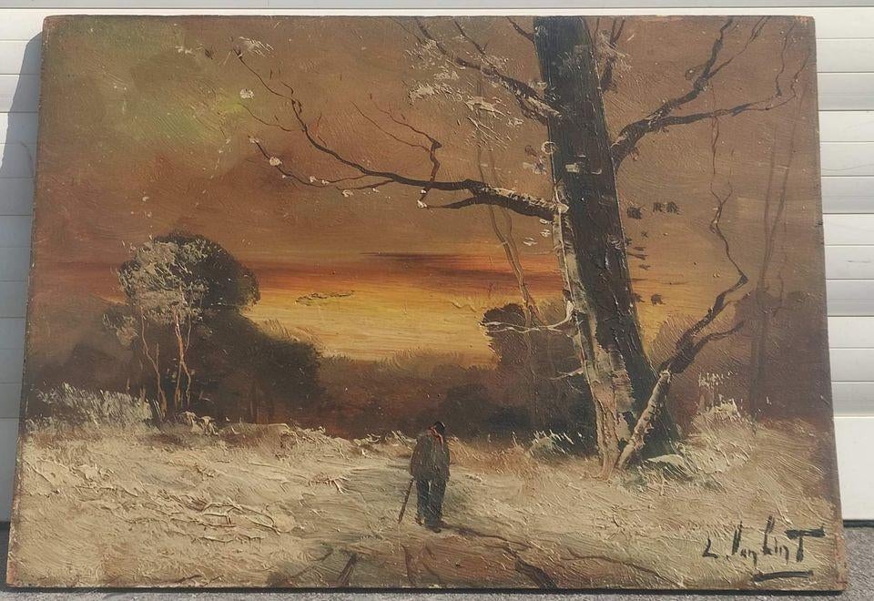 huile sur panneau signe louis van lint, Ophalen of Verzenden