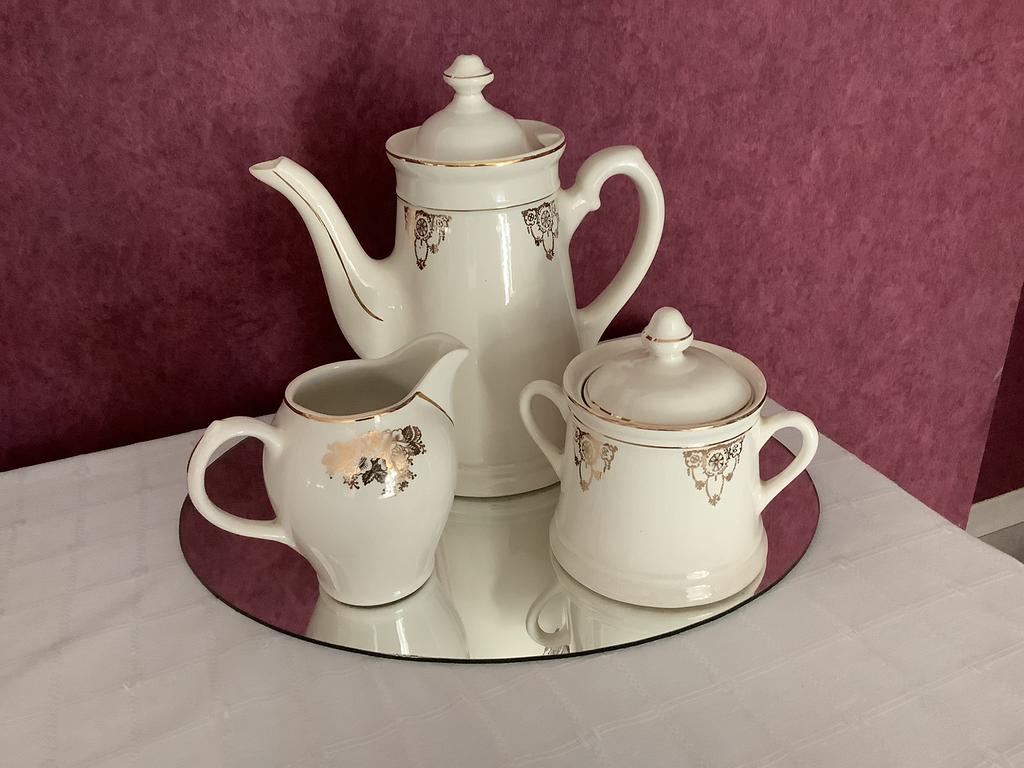 Oude koffie pot/ melk en suikerpot Bosh België, Antiek en Kunst, Ophalen of Verzenden