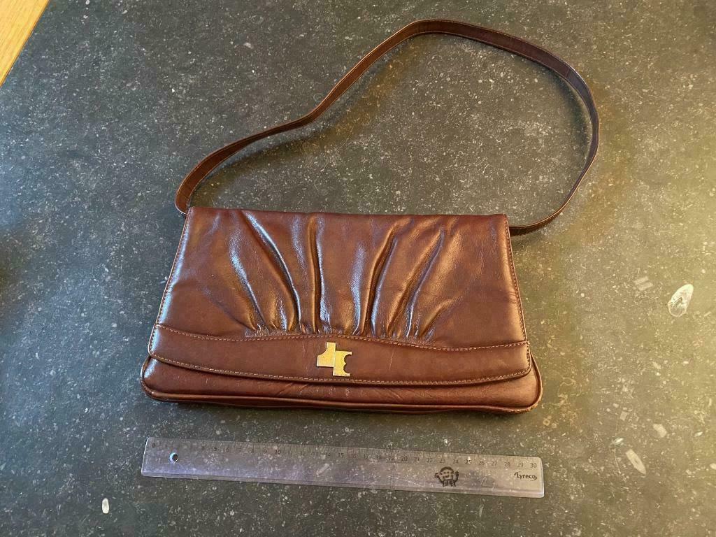 Vintage  Sac Jacques Esterel, Ophalen of Verzenden, Gebruikt, Bruin, Handtas