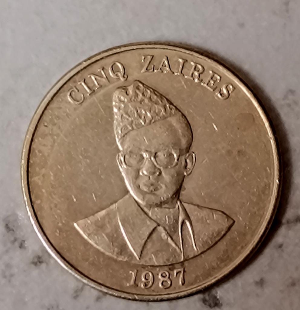 munt Zaire 5 zaires 1987, Postzegels en Munten, Munten | Afrika, Verzenden