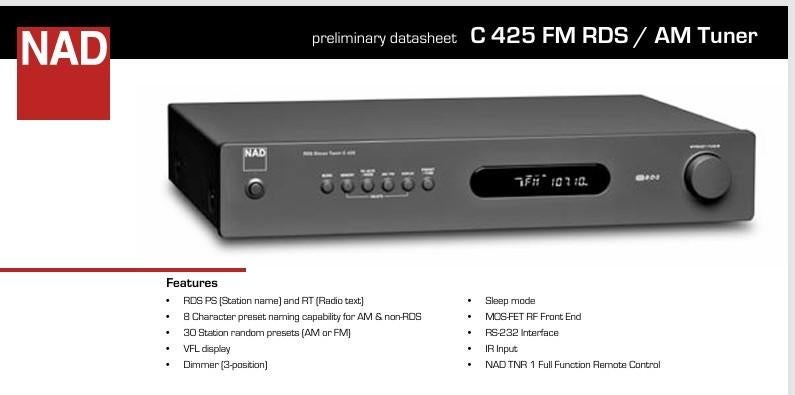 NAD stereo tuner c425, Audio, Tv en Foto, Ophalen, Zo goed als nieuw