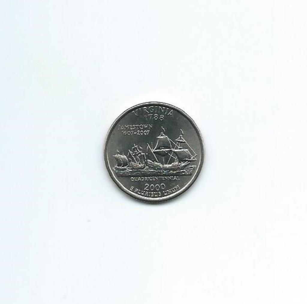 USA, 1 Quarter Dollar 2000 D, Virginia., Enlèvement ou Envoi, Amérique du Nord, Monnaie en vrac