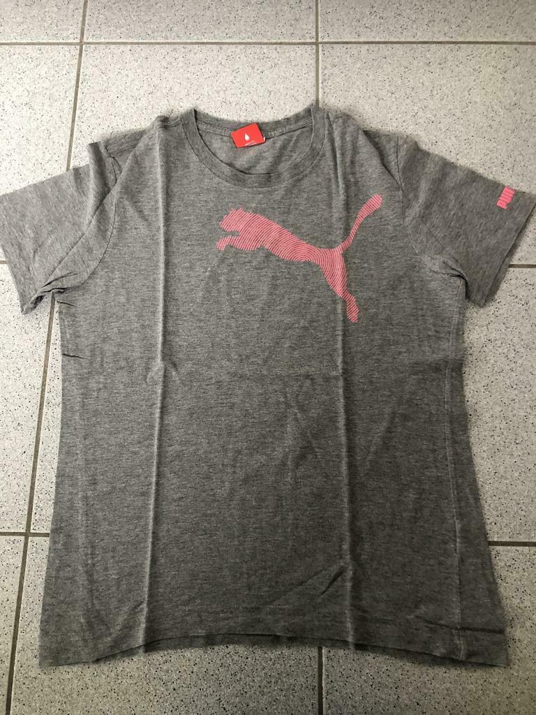 Grijze t-shirt met roze bedrukking van puma maat S, Kleding | Heren, T-shirts, Puma, Ophalen of Verzenden, Grijs, Gedragen