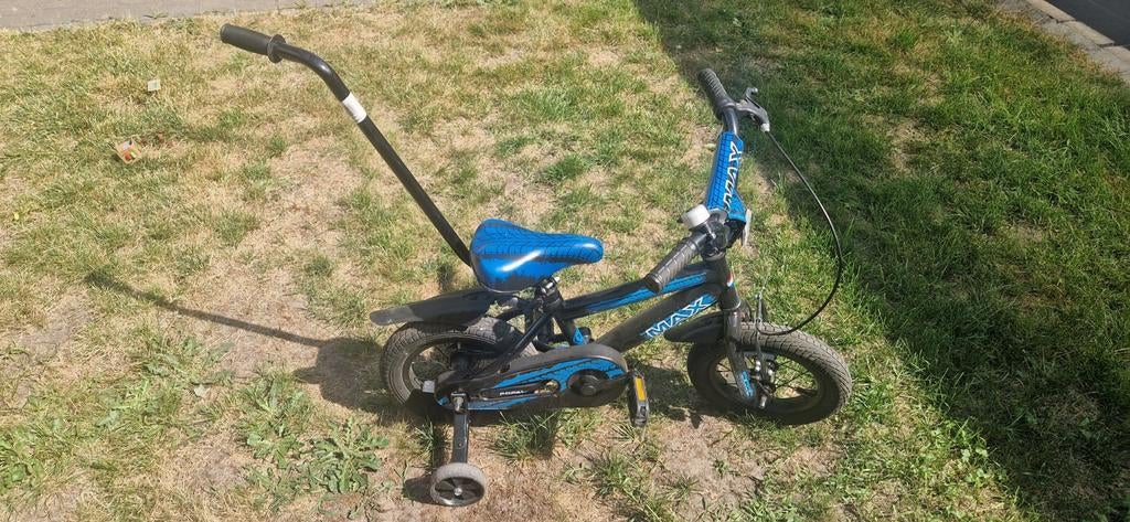 Eerste fietsje 12"  met zijwieltjes en duwstang, Ophalen, Zijwieltjes, Popal, Minder dan 16 inch
