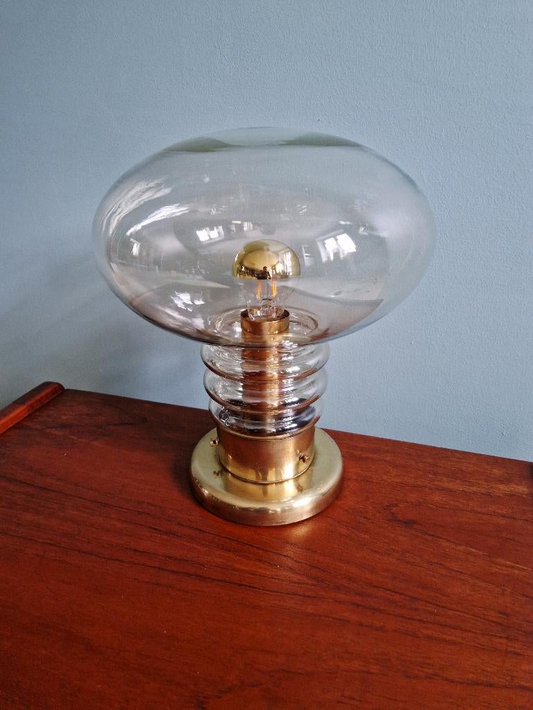 Lampe de table Space Age en laiton et verre, 1960-70, Enlèvement ou Envoi