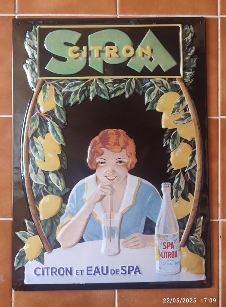 SPA CITRON metalen plaat., Verzamelen, Ophalen of Verzenden, Nieuw, Reclamebord