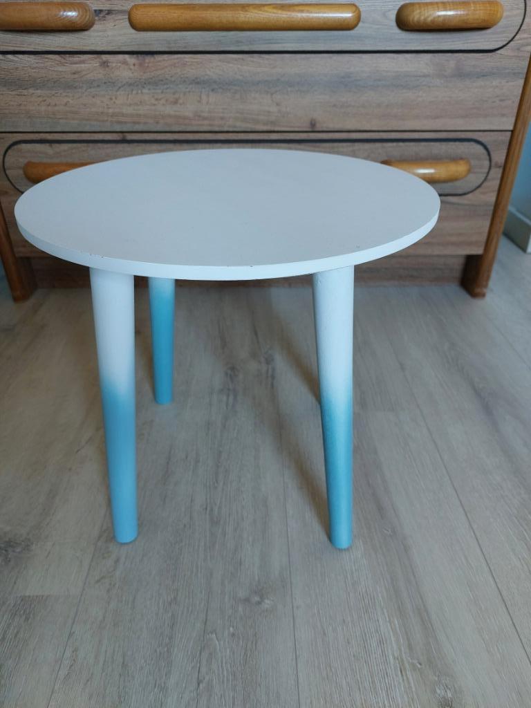 Bijzettafeltje wit en blauw, Neuf, Rond, Enlèvement, Bois