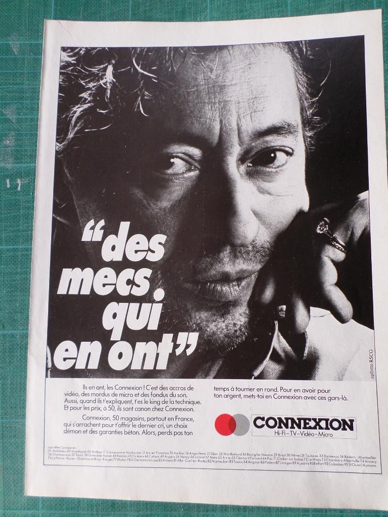 Serge Gainsbourg - publicité papier Connexion - 1986, Collections, Enlèvement ou Envoi, Utilisé, Autres types