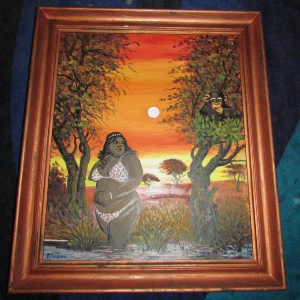 maf schilderij `` Mollige Schoonheid ``   Abram, Antiek en Kunst, Ophalen
