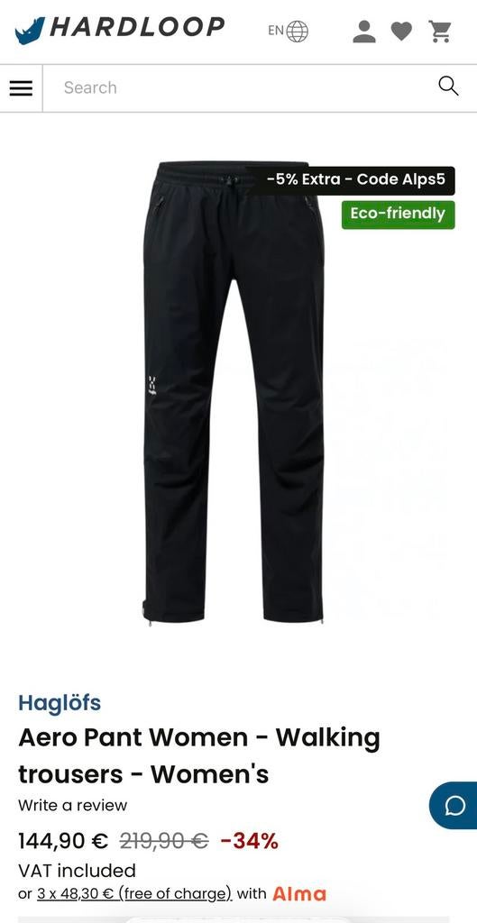 Haglöfs Aero Pant Gore tex maat S nieuw, Ophalen of Verzenden, Maat 46 (S) of kleiner