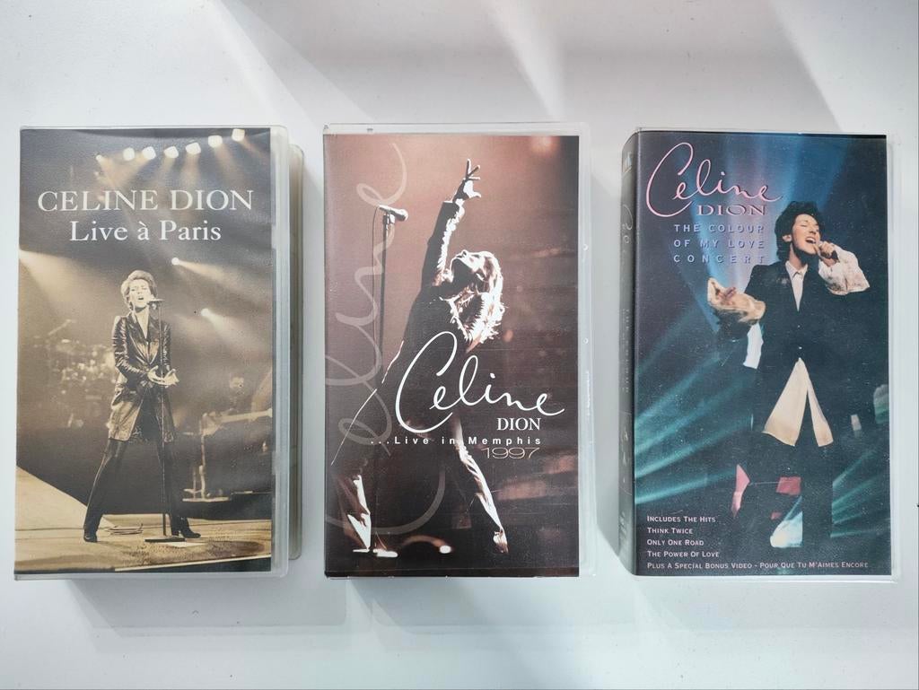 Lot de 3 K7 VHS de concert de Céline Dion, Enlèvement ou Envoi, Utilisé