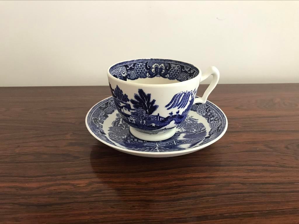 Staffordshire crown Fine bone China Crown England wit blauw, Enlèvement ou Envoi