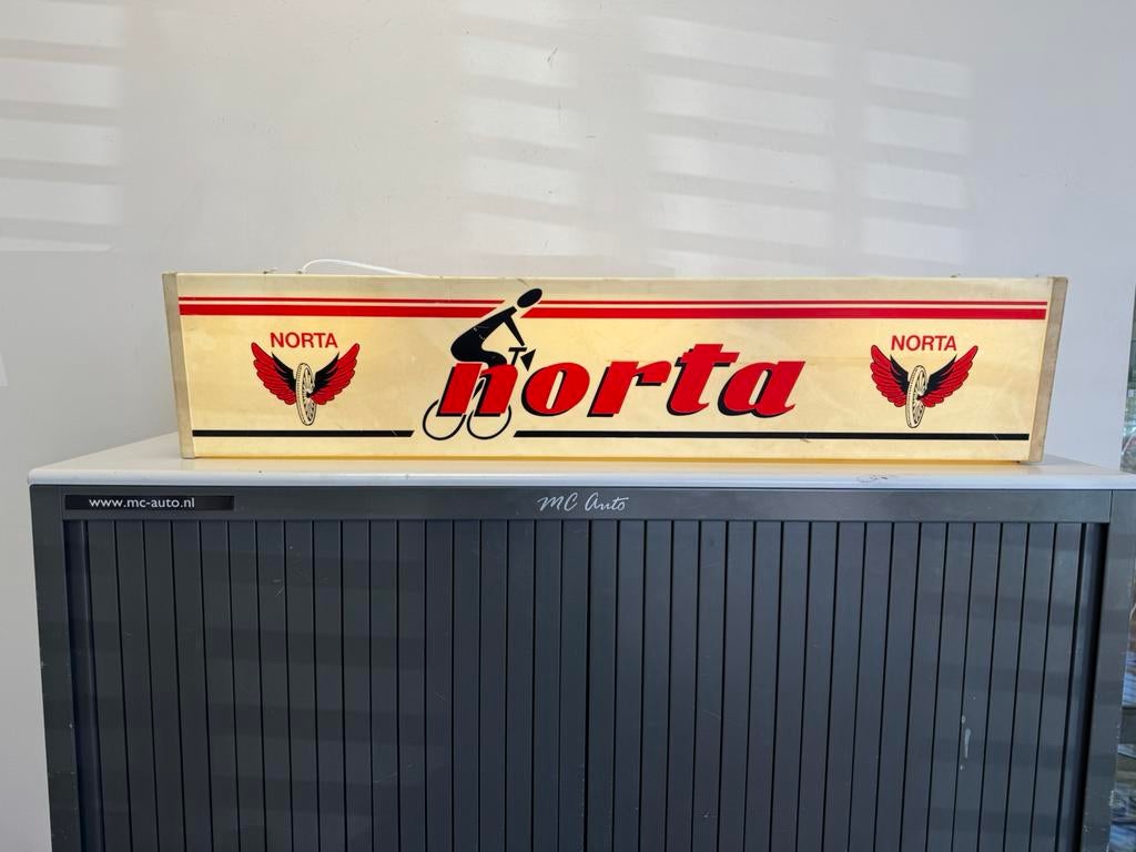 norta fietsen oude reclame lichtbak, Ophalen, Gebruikt, Lichtbak of (neon) lamp