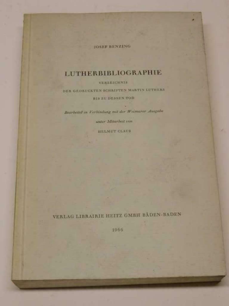 Josef Benzing Lutherbibliografhie 1966, Enlèvement ou Envoi, Utilisé