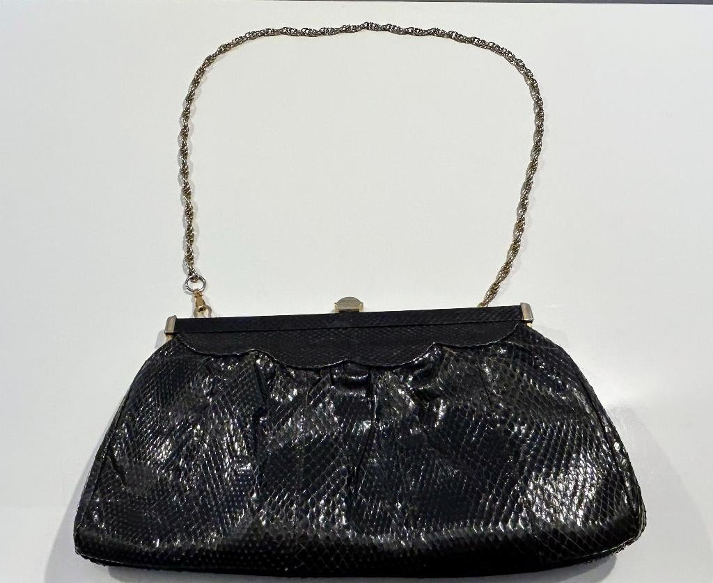Vintage zwarte clutch, Handtassen en Accessoires, Ophalen of Verzenden, Gebruikt, Zwart, Avondtasje