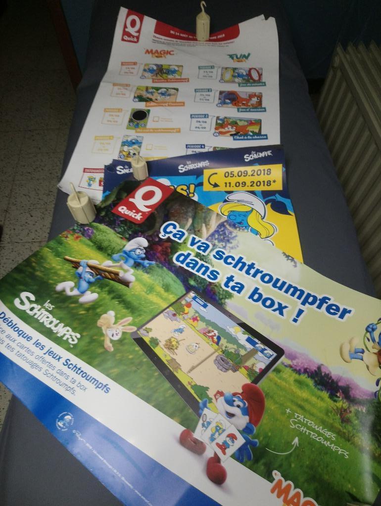 Affiches quick schtroumpf smurf schlumpfe, Enlèvement ou Envoi, Utilisé, Différents Schtroumpfs, Bande dessinée