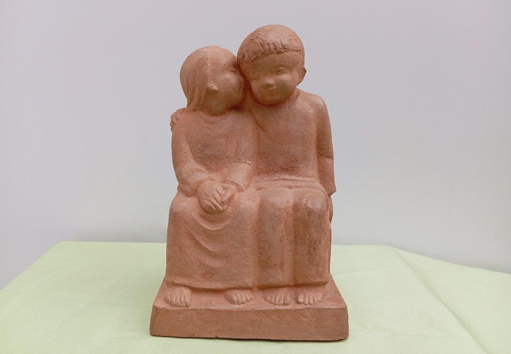 JULIEN RUYMEN ancienne statue en terre cuite 1949, Antiquités & Art, Enlèvement ou Envoi