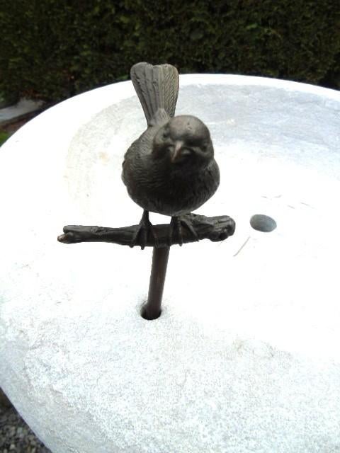 Standbeeld van een bronzen vogel op een tak gesigneerd, Antiek en Kunst, Ophalen of Verzenden, Brons