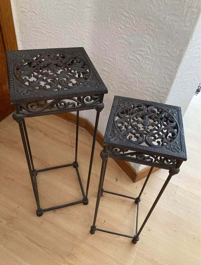 Porte plante en fer forgé duo, Maison & Meubles, Enlèvement, Comme neuf