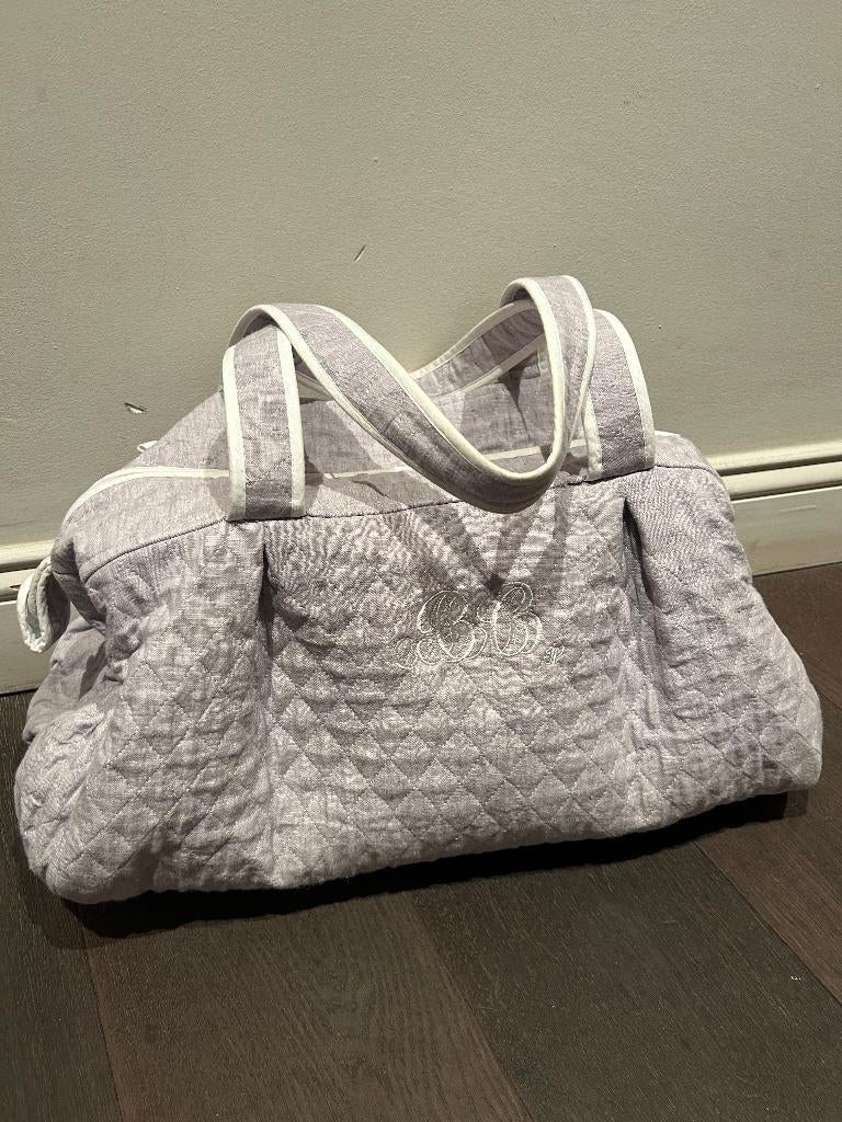 Sac à langer gris et blanc matelassé "Theophile et Patachou", Ophalen, Zo goed als nieuw, Schoudertas