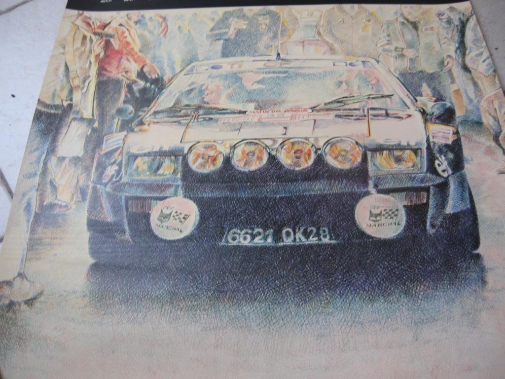 Oude Renault 80'-poster, oud acroniem gesigneerd J.F. Voutri, Verzamelen, Rechthoekig Staand, Nieuw, Ophalen of Verzenden, A1 t/m A3