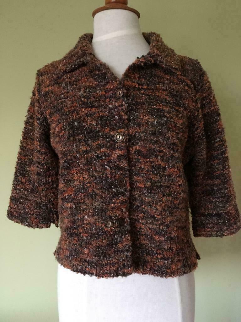 Cassis kort jersey bouclé vestje in herfsttinten - maat S, Kleding | Dames, Bruin, Cassis, Ophalen of Verzenden, Jasje