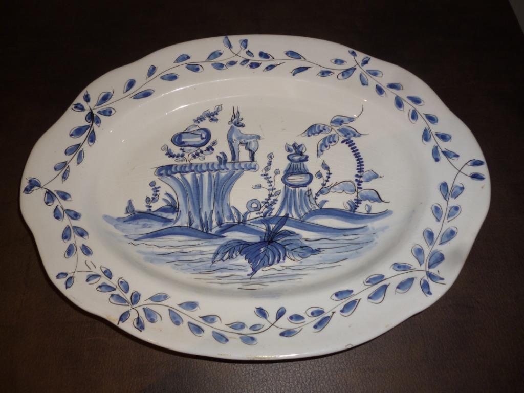 Oude schotel in faïence Pintado à Mano handgeschilderd blauw, Ophalen
