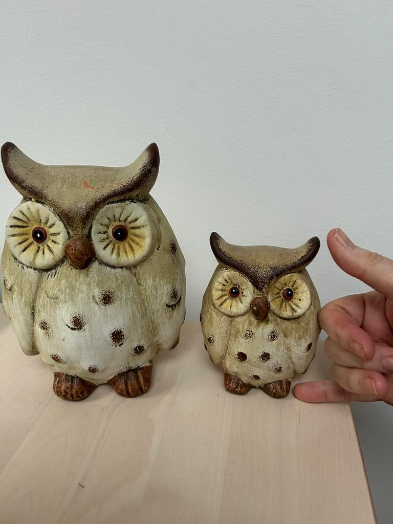 Deux hiboux - terre cuite fine et peints, Enlèvement, Utilisé