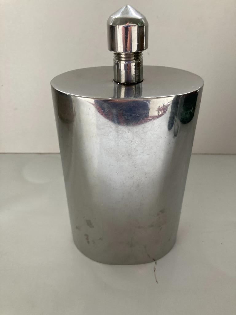 Vintage gin fles / heupfles / Shaker verzilverd metaal, Ophalen of Verzenden