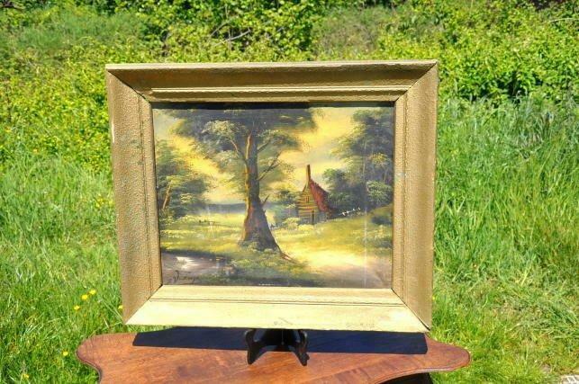 hst maison dans foret, Antiquités & Art, Art | Peinture | Moderne