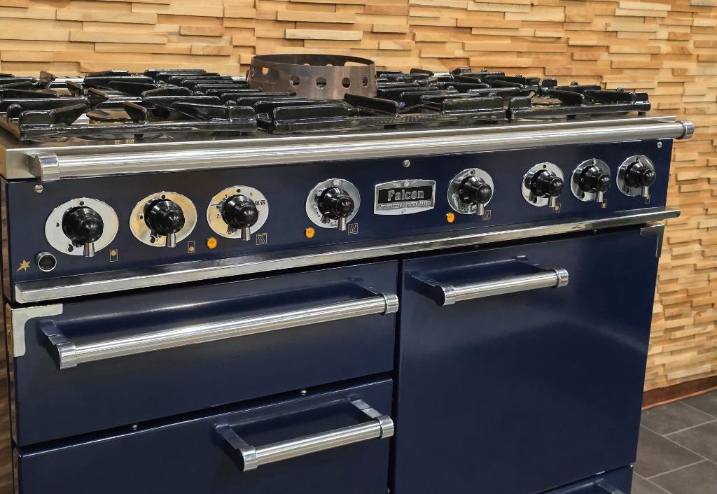 🔥 Poêle Falçon de luxe 110 cm bleu roi 3 fours, Gaz, Classe énergétique A ou plus économe, 85 à 90 cm, Comme neuf