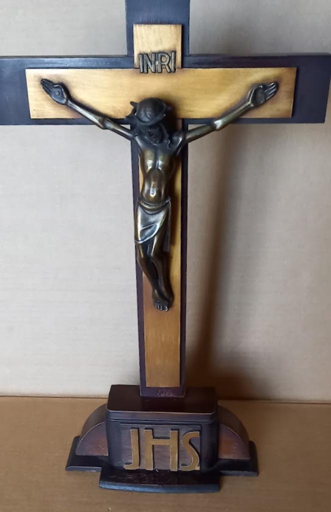 Kruisbeeld op voet, Antiek en Kunst, Antiek | Religieuze voorwerpen, Ophalen of Verzenden