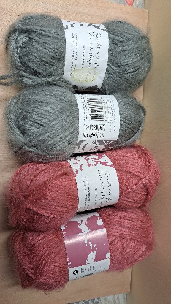 Pakket 4 bollen wol roze en grijs, Ophalen of Verzenden, Nieuw, Breien of Haken, Wol of Garen