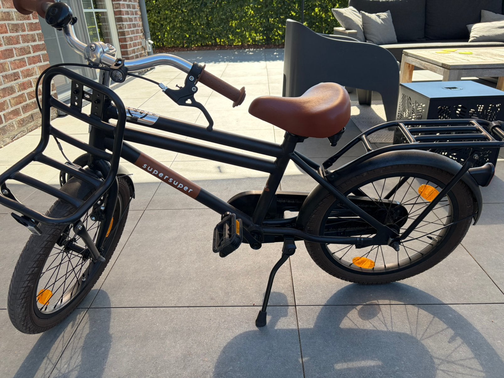 Kinderfiets Supersuper Cooper 18inch, Fietsen en Brommers, Ophalen, Terugtraprem, Gebruikt, Handrem