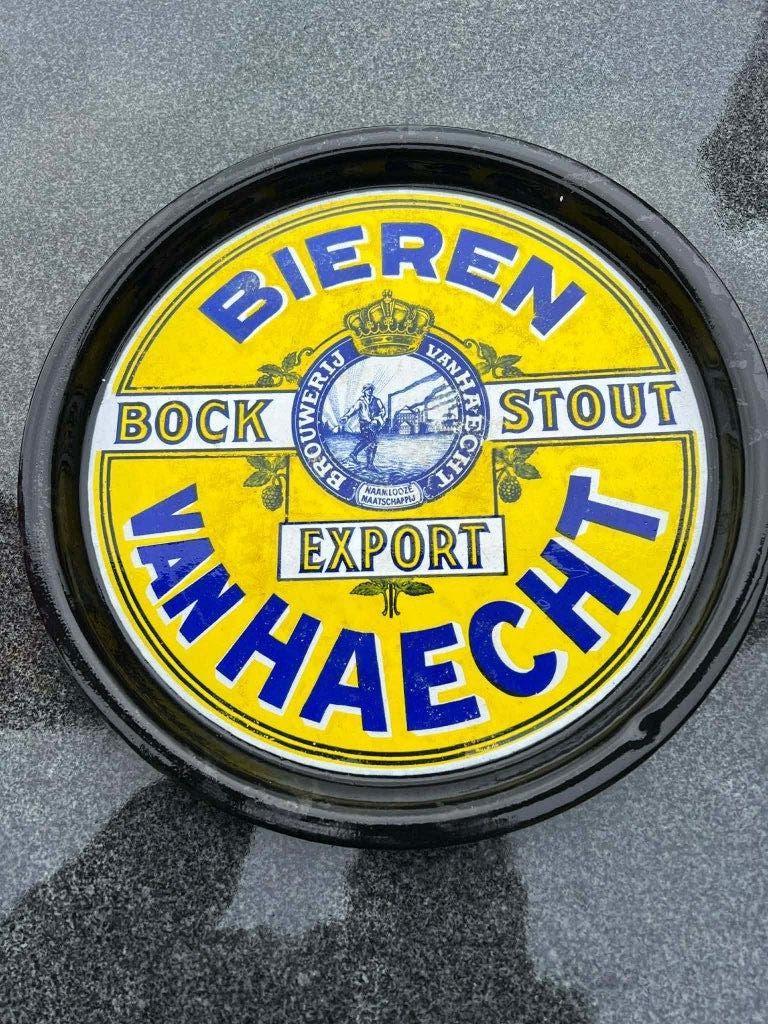 Emaille plateau Haecht, Verzamelen, Ophalen of Verzenden, Gebruikt, Reclamebord