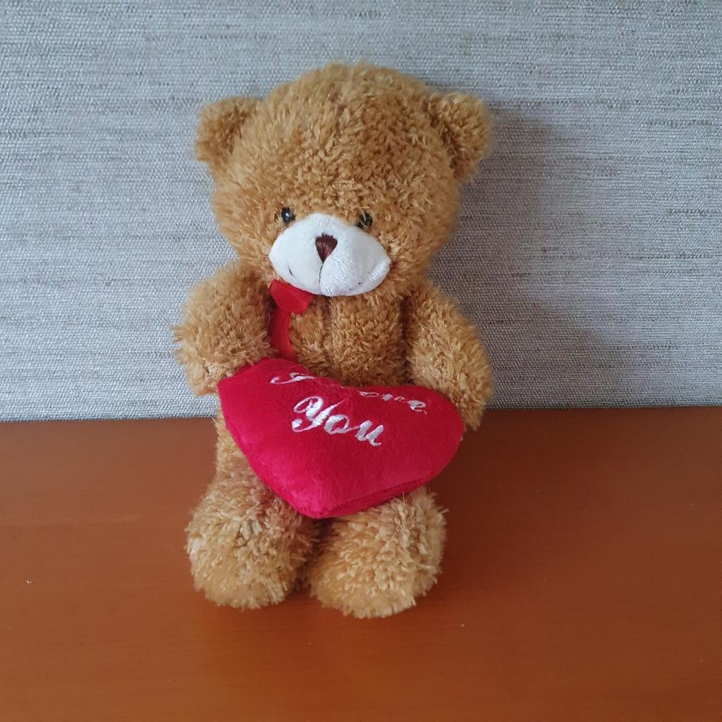 Teddybeer met hart “I Love You” – 23 cm – Zo goed als nieuw, Overige merken, Overige karakters, Beer, Ophalen of Verzenden