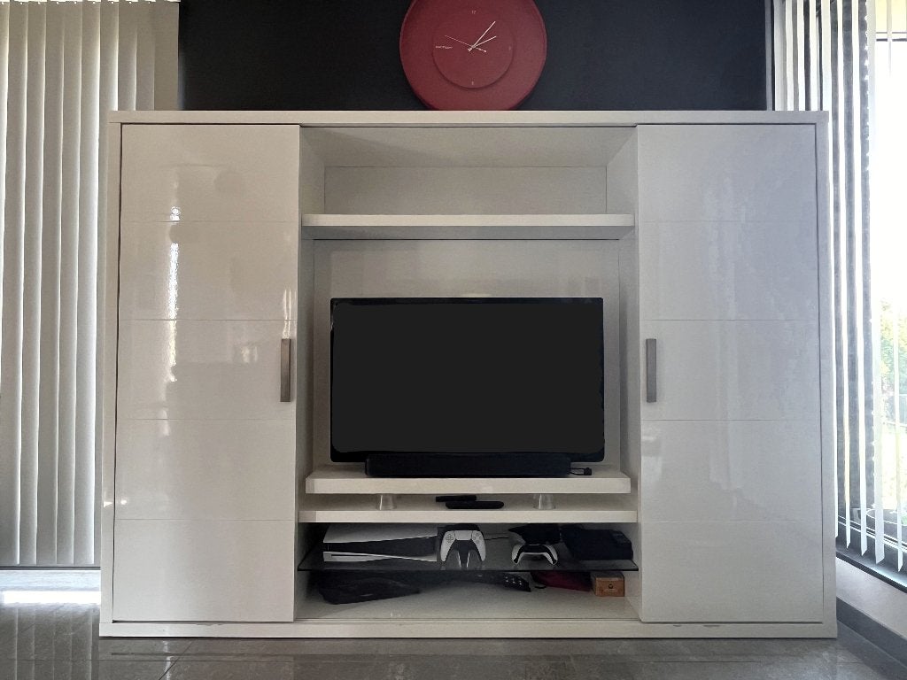 Hoogglans tv-kast, Huis en Inrichting, Kasten |Televisiemeubels, Gebruikt, 150 tot 200 cm, 200 cm of meer, 50 tot 75 cm, Overige houtsoorten