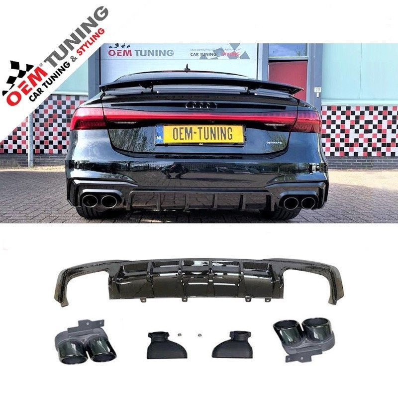 Diffuser A7/S7 S‑Style 18‑23 S‑Line Hoogglans Zwart, Nieuw, Achter, Bumper, Audi