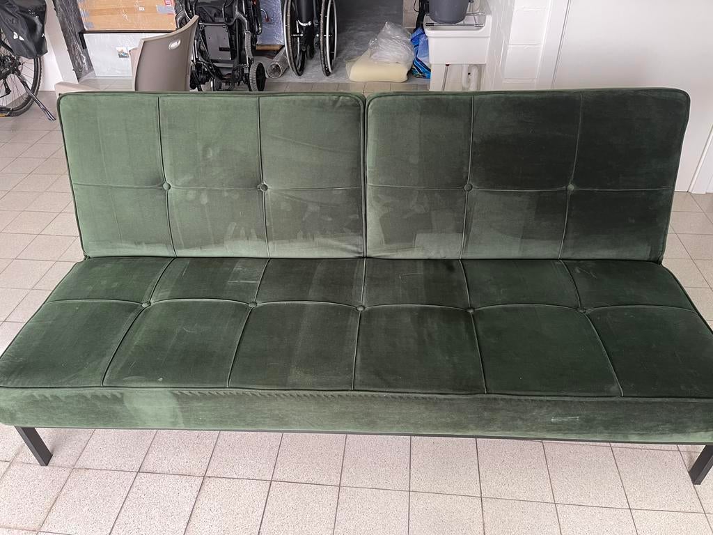 Klik-klak-slaapzetel in groen fluweel (uitstekende staat!), Ophalen, Zo goed als nieuw, Groen