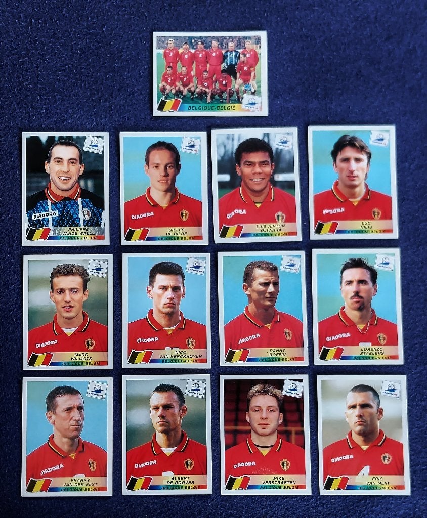 14 versch. Panini stickers voetbal ' WK 1998 - België ', Ophalen of Verzenden, Nieuw, Poster, Plaatje of Sticker
